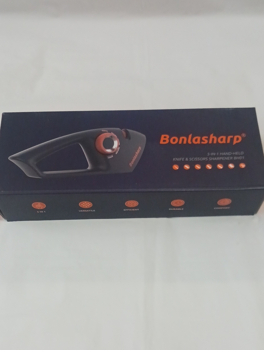 Bonlasharp Handheld Knife & Scissors Sharpener - Black with Orange Accents